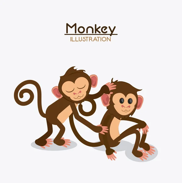 Mono pareja dibujos animados diseño de animales — Vector de stock