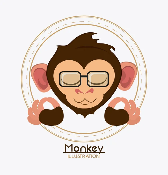 猿顔メガネ漫画動物デザイン — ストックベクタ