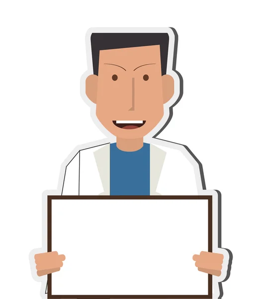 หมอหรือแพทย์ที่มีไอคอนกระดานไวท์บอร์ดขนาดเล็ก — ภาพเวกเตอร์สต็อก