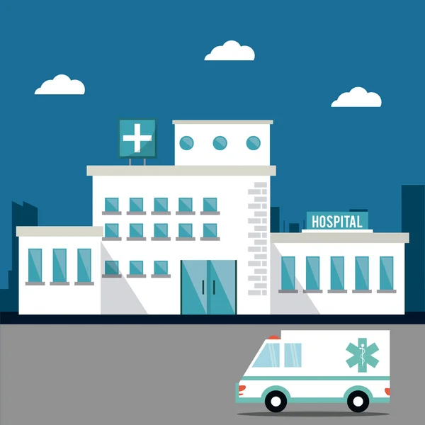 Sjukhuset ambulans Byggnadsdesign — Stock vektor