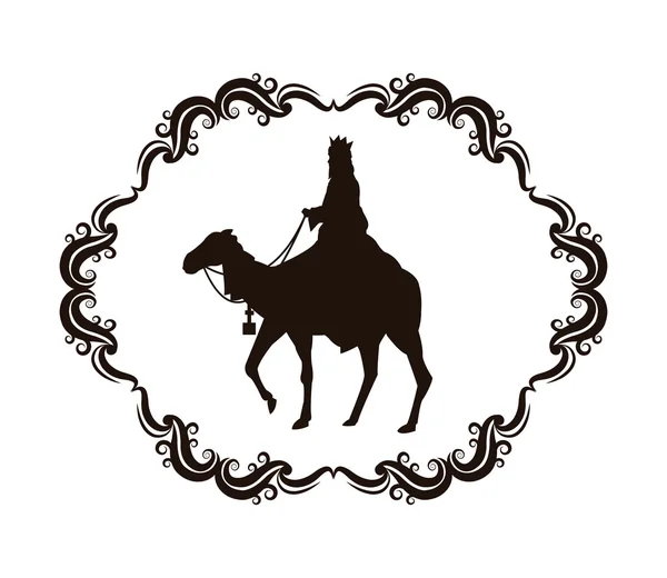 Homem sábio camelo santo família natal design — Vetor de Stock