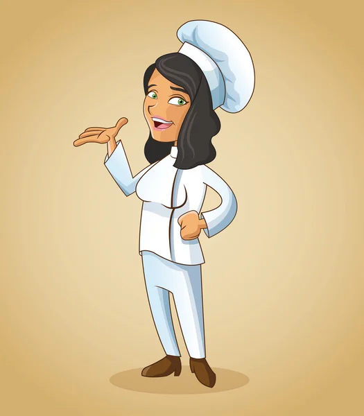 Mujer chica chef cocina restaurante diseño — Vector de stock