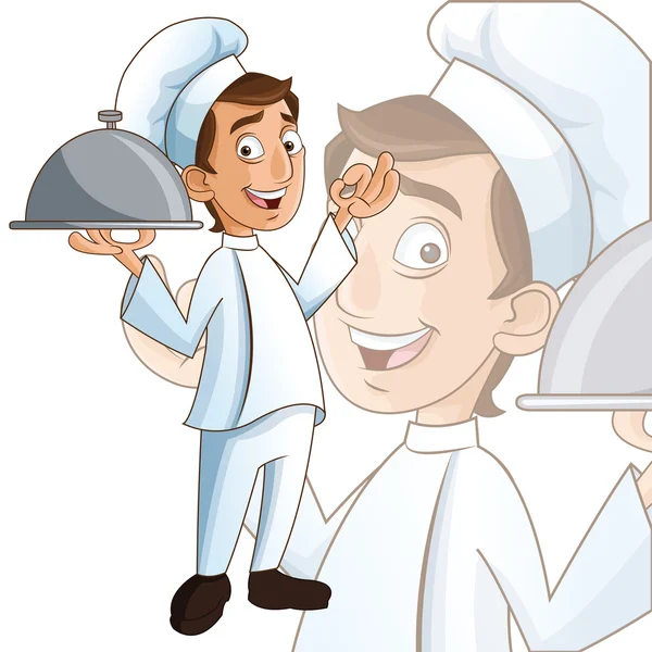 Homem chef cozinha restaurante design — Vetor de Stock