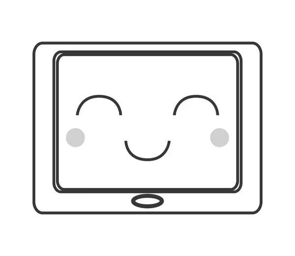 Pictogram voor kawaii-tablet — Stockvector