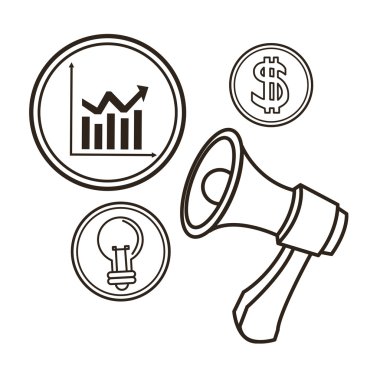 ampul megafon Infographic tasarım kroki