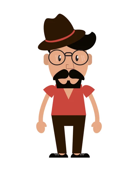 Hipster style man cartoon design — Stock Vector