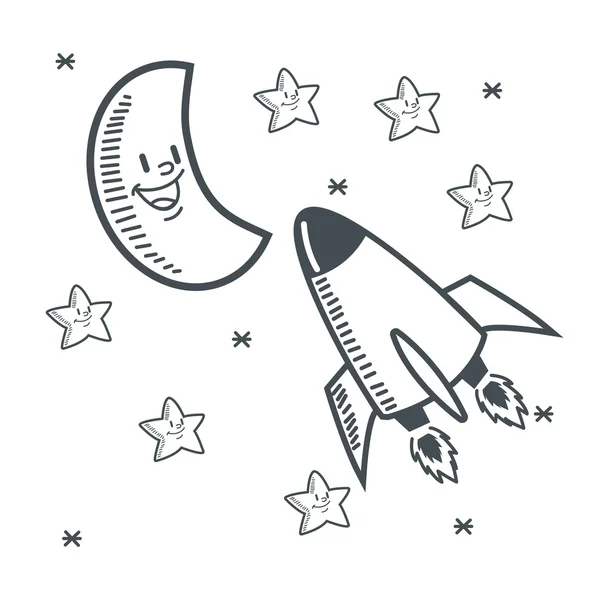 stars moon space sketch design