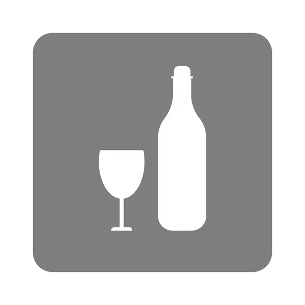 Weinflasche und Glasikone — Stockvektor