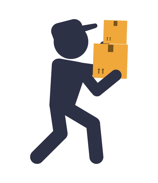 बॉक्स मैन पैकेज वितरण डिजाइन — स्टॉक वेक्टर