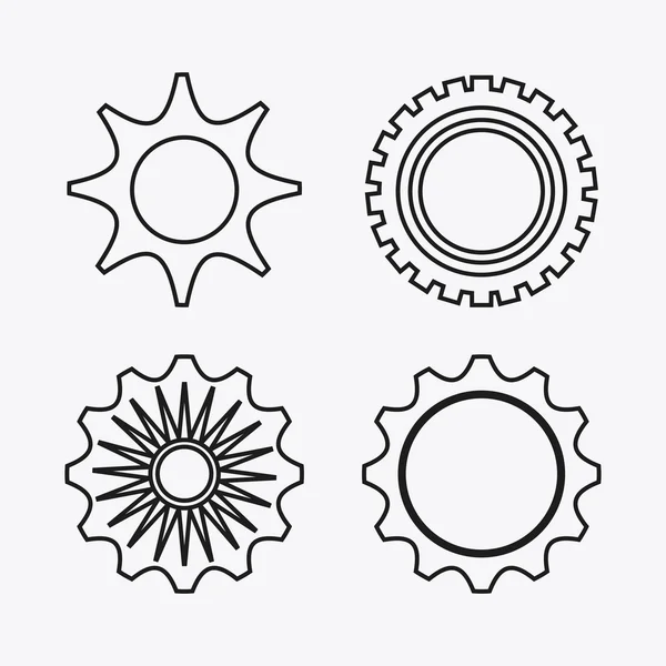 Engrenage blanc engrenage machine pièce set design — Image vectorielle