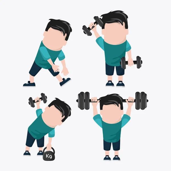 Boy weight lifting healthy lifestyle design — Stock Vector