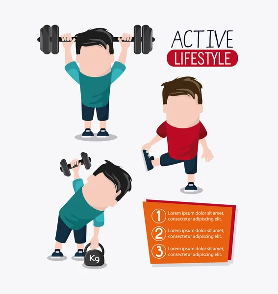 Boy weight lifting healthy lifestyle design — Stock Vector