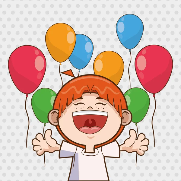 Jongen jongen ontwerp gelukkige verjaardag ballonnen — Stockvector