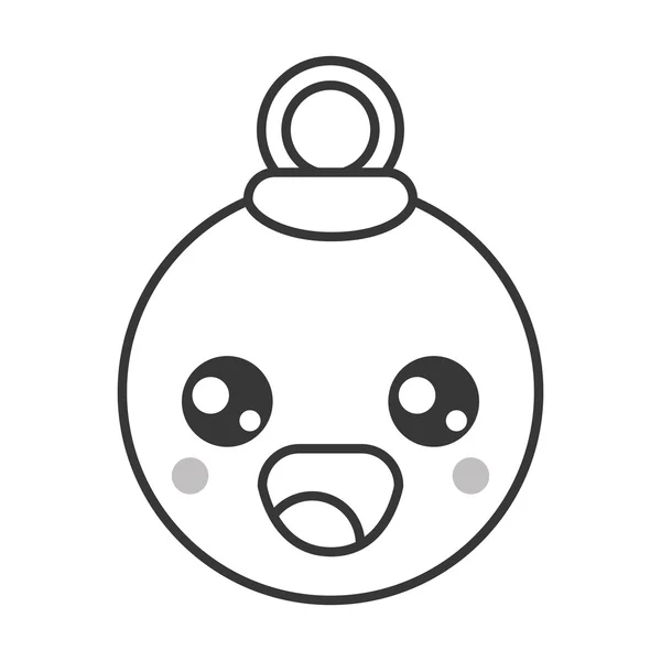 Kawaii ícone de bola árvore de natal — Vetor de Stock