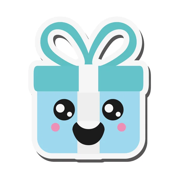 Icône boîte cadeau kawaii — Image vectorielle