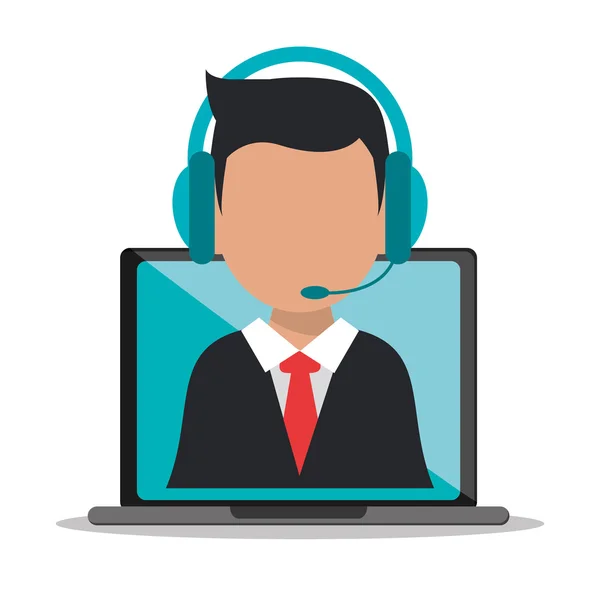 Man hoofdtelefoon avatar call center ontwerp — Stockvector