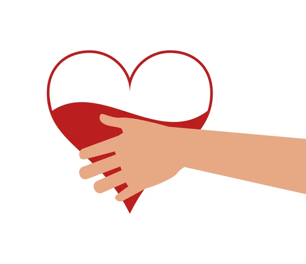 Corazón mano sangre donación diseño — Vector de stock