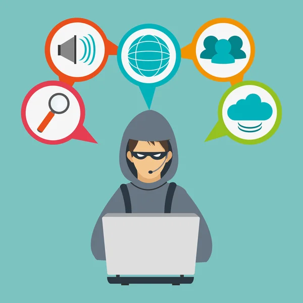 해커가 사이버 보안 시스템 설계 — 스톡 벡터