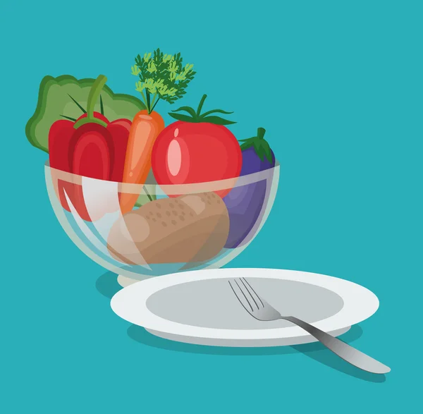 Zöldség organikus- és egészséges élelmiszer-tervező — Stock Vector