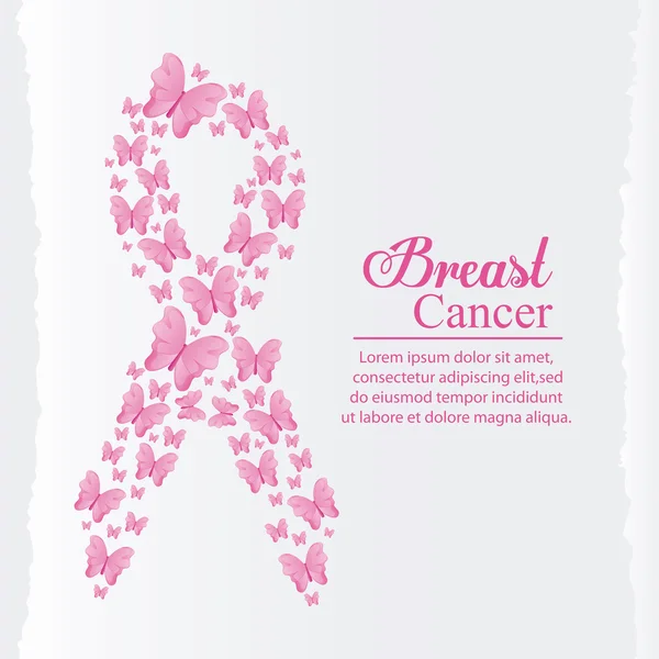 Ribbon breast cancer design — Stock Vector