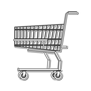 siyah çizgi alışveriş sepeti simgesini