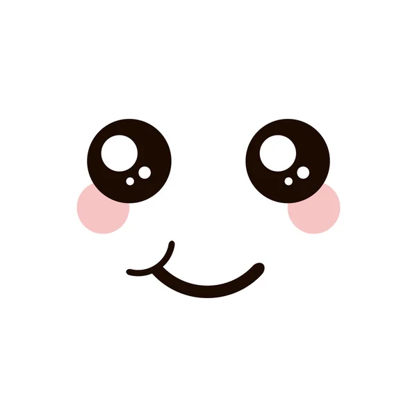 Kawaii heureuse expression faciale icône — Image vectorielle