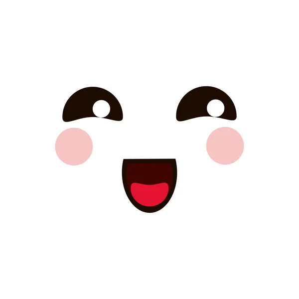 Kawaii felice espressione del viso icona — Vettoriale Stock