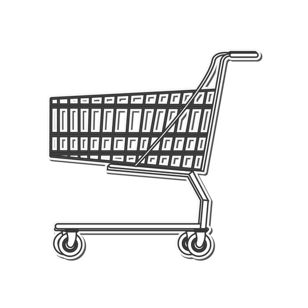 Black line shopping cart icon — Stock Vector