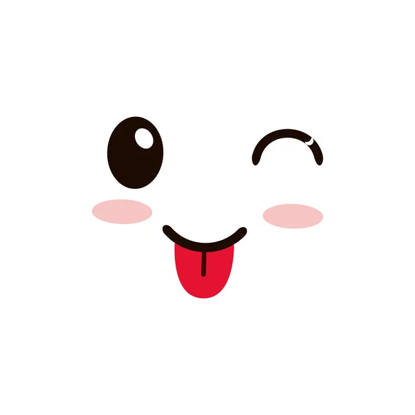 Kawaii happy zunge aus mimik icon — Stockvektor