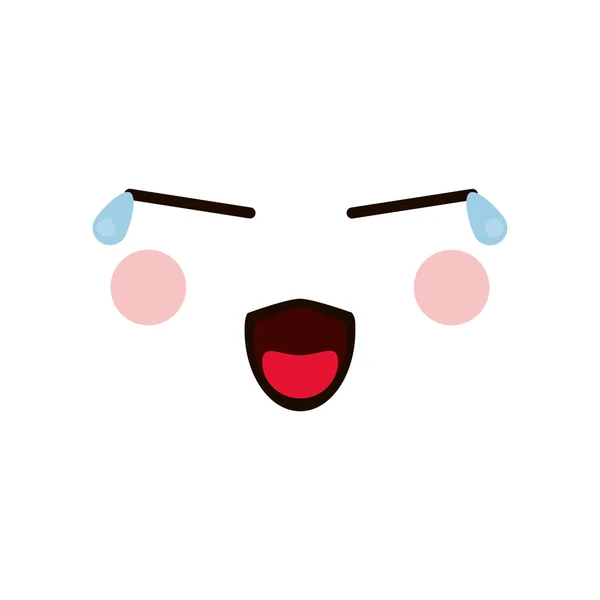 Kawaii heureuse expression faciale icône — Image vectorielle