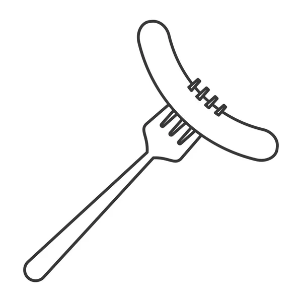 Salsiccia singola sull'icona della forchetta — Vettoriale Stock