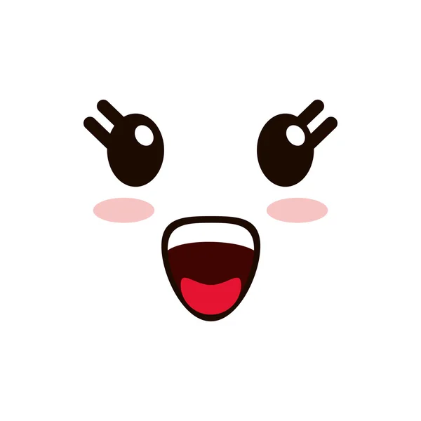 Kawaii feliz icono de expresión facial — Vector de stock