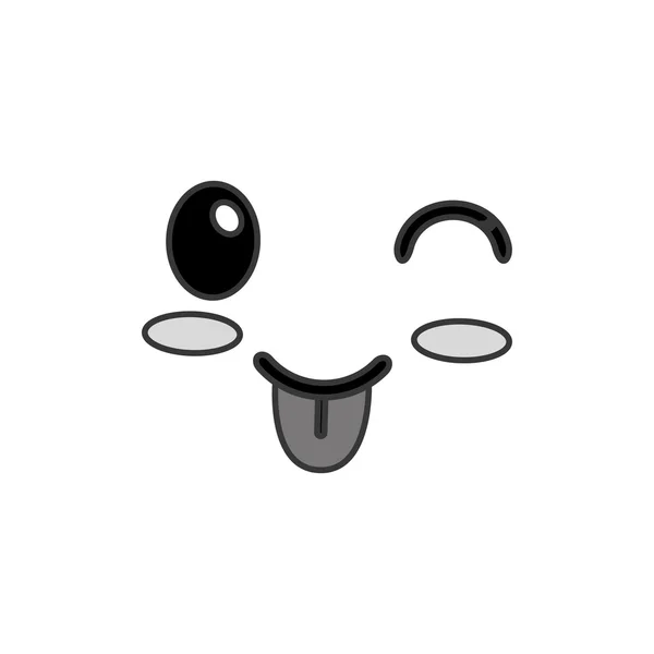 Kawaii feliz guiño icono de expresión facial — Archivo Imágenes Vectoriales