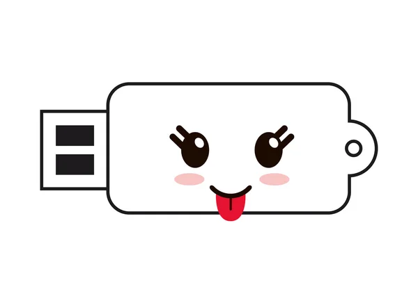 Kawaii icono de la unidad USB — Vector de stock