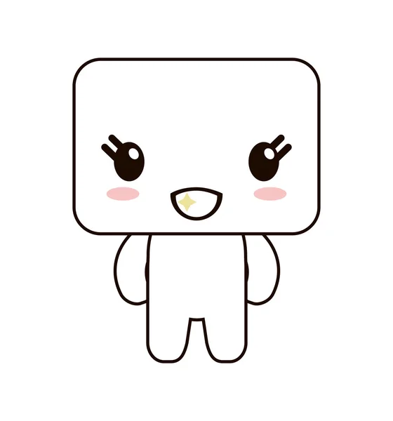 Kawaii Puppe glücklich Mimik Symbol — Stockvektor