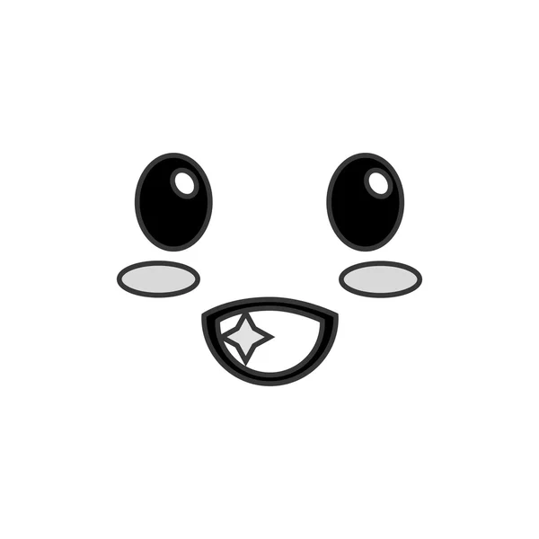 Kawaii heureuse expression faciale icône — Image vectorielle