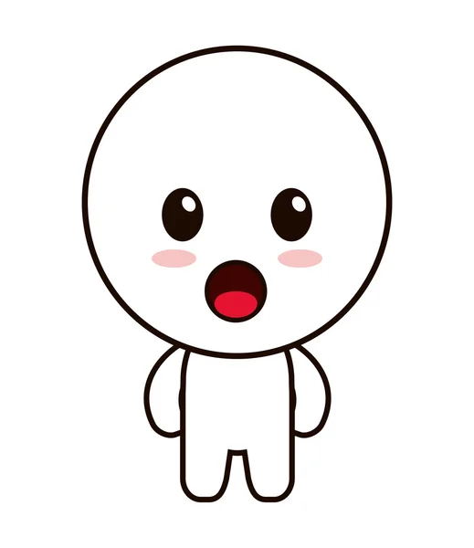Muñeca kawaii feliz icono de expresión facial — Archivo Imágenes Vectoriales