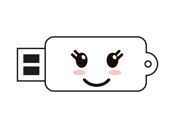 Kawaii icono de la unidad USB — Vector de stock