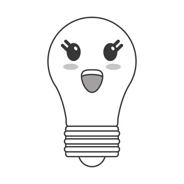 Kawaii icono de la bombilla — Vector de stock