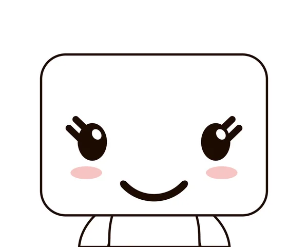 Kawaii pop gelukkig gelaatsuitdrukking pictogram — Stockvector