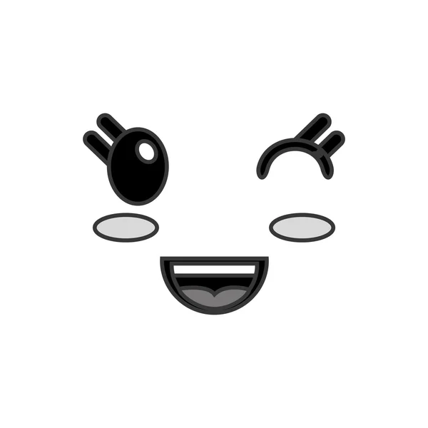 Kawaii feliz guiño icono de expresión facial — Vector de stock