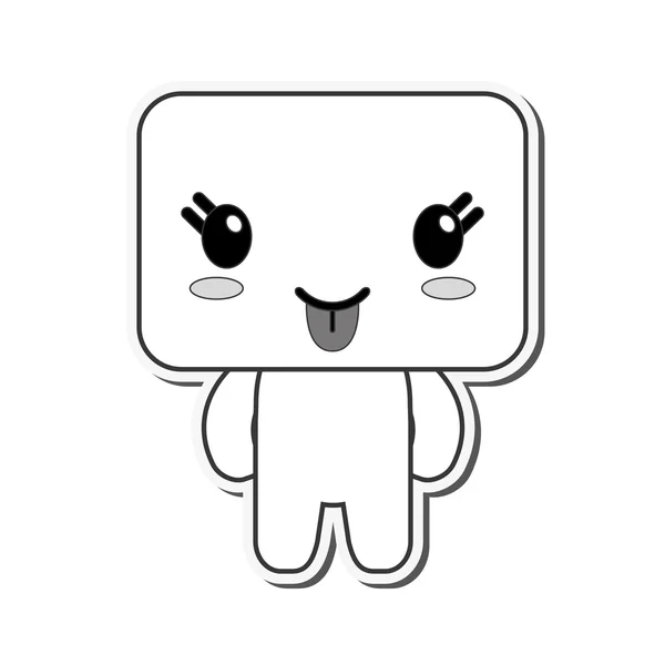 Kawaii pop gelukkig gelaatsuitdrukking pictogram — Stockvector
