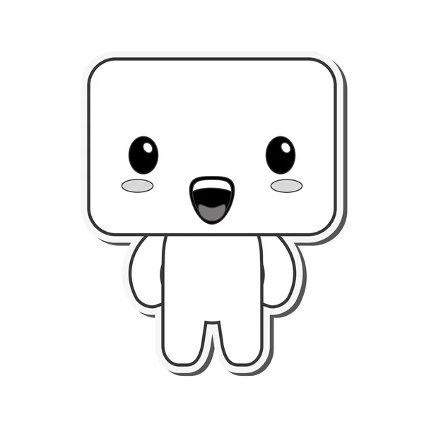 Muñeca kawaii feliz icono de expresión facial — Vector de stock