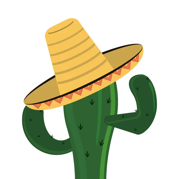Cactus y sombrero icono — Vector de stock
