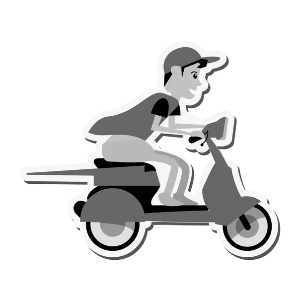 Motocicleta hombre transporte entrega diseño — Vector de stock