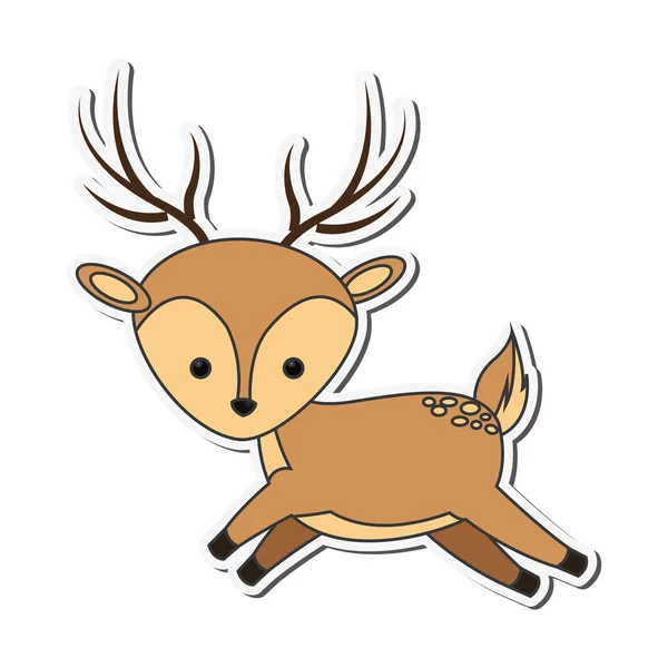 Cute reindeer cartoon icon — Stock Vector