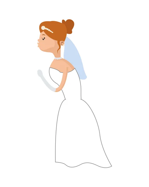 Heureuse mariée baiser icône — Image vectorielle