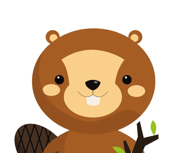 Cute beaver cartoon icon — Stock Vector