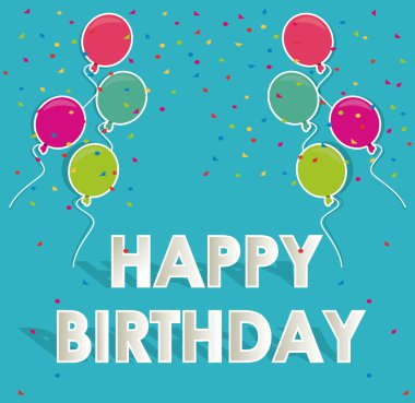 Balonlar mutlu yıllar tasarımı