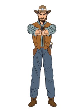 Kovboy adam karikatür tasarım